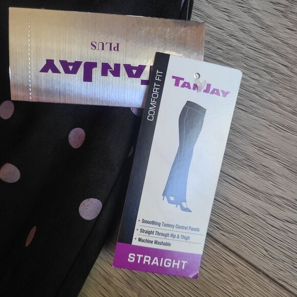 NEW Tanjay Black and Purple Polka Dot Suede Pants Size 3X - Picture 3 of 5